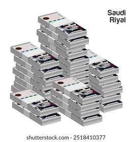 Vektorgrafik von Stapeln saudischer Rial-Noten. editierbare und skalierbare EPS