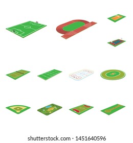 Vector illustration of stadium and grass icon. Set of stadium and construction stock vector illustration.