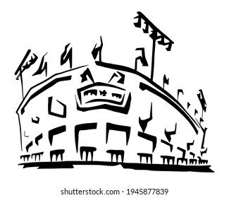 Ilustración vectorial del estadio para logotipo, icono y afiche
