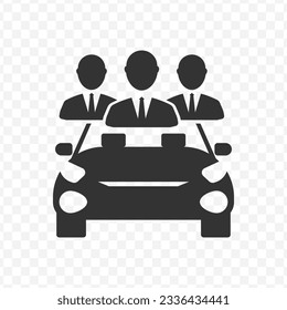 Vector illustration of staff car icon in dark color and transparent background(PNG).