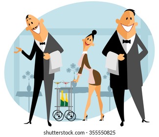 Vector illustration of a staff in the restaurant
