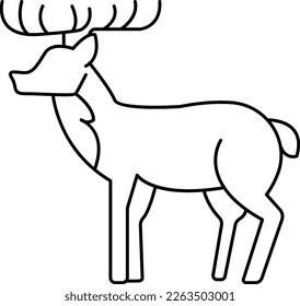 Vector illustration of stag or deer linear icon, on transparent background.