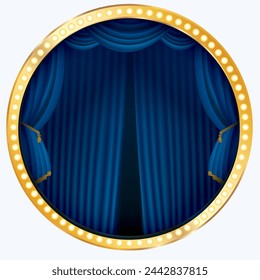 vector illustration of stage with blue curtain