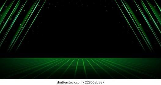 vector illustration stage dark green lines curtains for ecommerce signs retail shops, advertisement business agency, ads campaign marketing, email newsletter, landing page, header webs, backdrop space