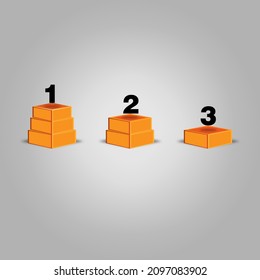 vector illustration stage design 3d trophy victory championship orange 3 piece vector design esp 10