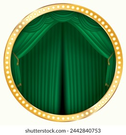 vector illustration of stage with green curtain