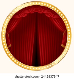 vector illustration of stage with red curtain