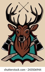 vector illustration of a stag's head as a trophy