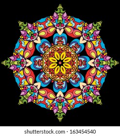 Vector illustration of stained glass in the form of a flower