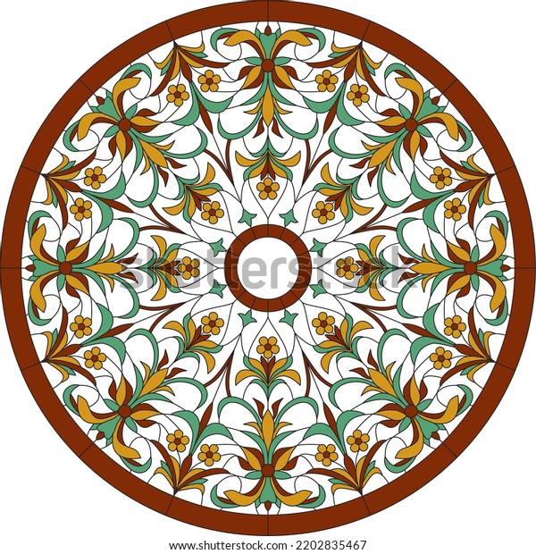 Vector Illustration Stained Glass Window Floral Stock Vector (Royalty ...