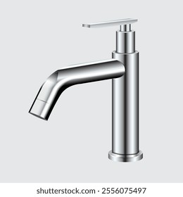 Vector illustration of stainless steel hand twist faucet.