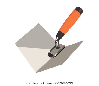 Vector Illustration Stainless Steel Plastering Corner Trowel Concrete Construction Plastering Skimming Trowel Tools isolated on white background.
Carpentry hand tools