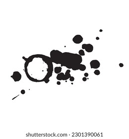 Ilustración del vector: manchas y gotas, pinceladas, trazo de una taza, un círculo de pintura sobre un fondo blanco
