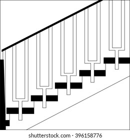 Vector illustration of staircase with a handrail