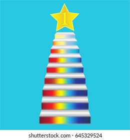 Vector illustration of stairs - climbing to the goal with gold star