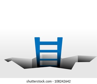 Vector illustration of the stairs coming out of cracks in the ground
