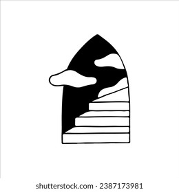 ilustración vectorial de las escaleras con nubes conceptuales
