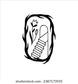 vector illustration of stairs and flowers concept