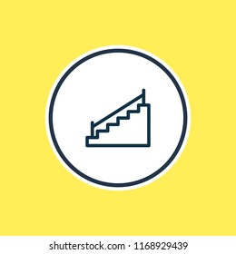 Vector illustration of stairs icon line. Beautiful construction element also can be used as stairway icon element.