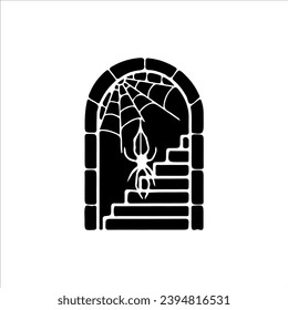 vector illustration of stairs with spider