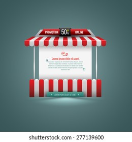 Vector illustration of a stall. Can use for promotion sale. Can use element for poster promotion and advertising.
