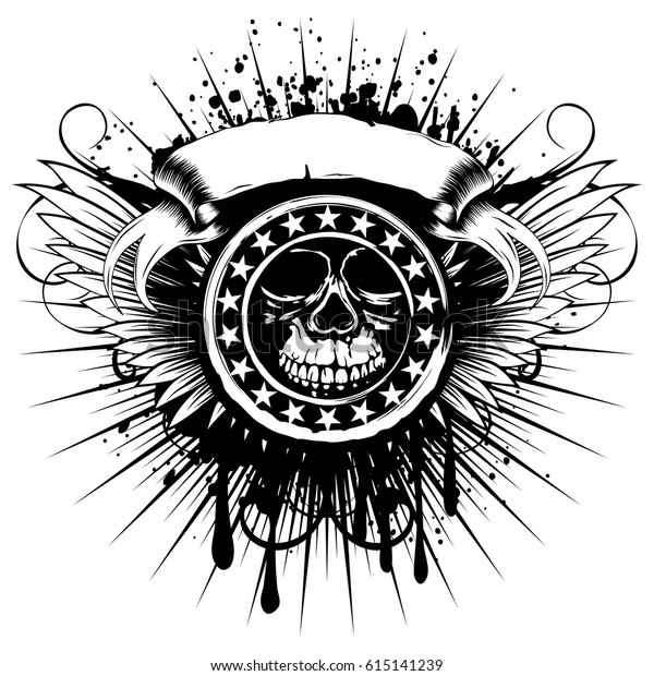 Vector Illustration Stamp Abstract Skull Stars Stock Vector (Royalty ...