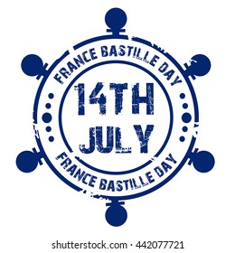 Vector illustration of a stamp for France Bastille Day.