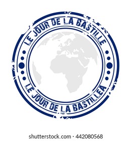 Vector illustration of a stamp for France Bastille Day.