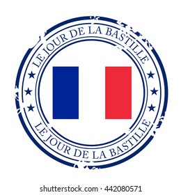 Vector illustration of a stamp for France Bastille Day.