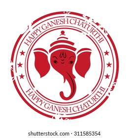 Vector illustration of a stamp for Ganesh Chaturthi. 