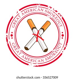 Vector illustration of a Stamp for Great American Smokeout Background.