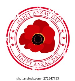 Vector illustration of a stamp For Happy Anzac Day.