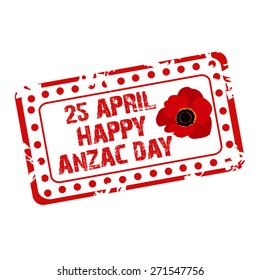 Vector illustration of a stamp For Happy Anzac Day.