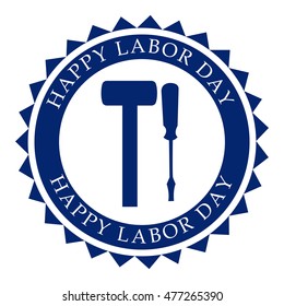 Vector illustration of a stamp for Happy Labor day.