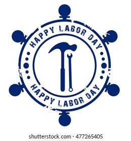 Vector illustration of a stamp for Happy Labor day.