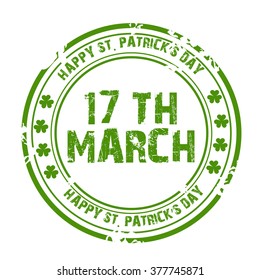 Vector illustration of a Stamp for Happy St. Patrick's Day.