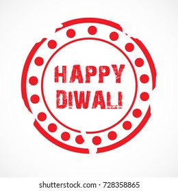 Vector illustration of a Stamp for Indian Traditionl Festival of Happy Diwali Celebration.