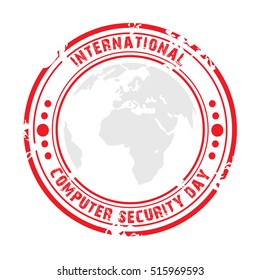 Vector illustration of a Stamp For International Computer Security Day.
