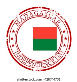 Vector illustration of a stamp for Madagascar Independence Day.