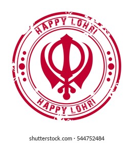 Vector illustration of a Stamp For Punjabi Festival Happy Lohri celebration.