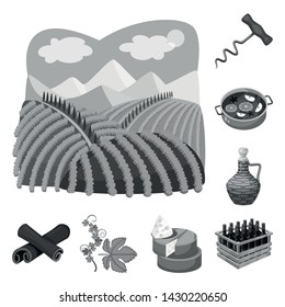 Vector illustration of stamp and restaurant icon. Set of stamp and vineyard vector icon for stock.
