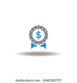 Vector illustration of stamp or seal with dollar currency. Icon of profit sharing. Symbol of money financial standard.