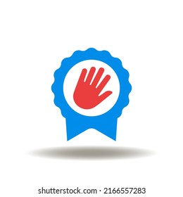 Vector Illustration Of Stamp With Stop Hand Gesture. Icon Of Stop Genocide. Symbol Of Stop The Killings And The Holocaust.