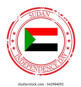 Vector illustration of a Stamp for Sudan independence day.