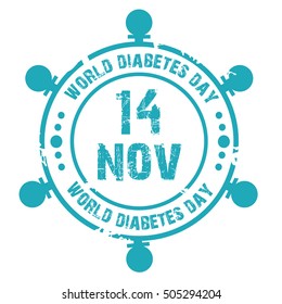 Vector illustration of a Stamp For World Diabetes Day.