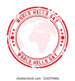 Vector illustration of a Stamp For World Hello Day.