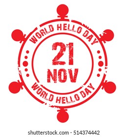 Vector illustration of a Stamp For World Hello Day.