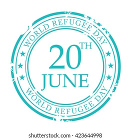 Vector illustration of a stamp for World Refugee Day.