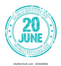 Vector illustration of a stamp for World Refugee Day.