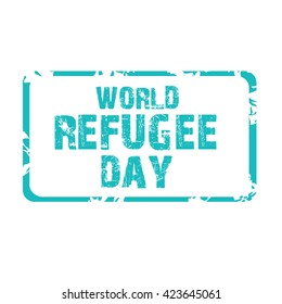 Vector illustration of a stamp for World Refugee Day.
